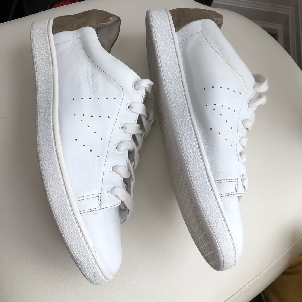 Vince Varin Leather Low-Top Sneaker, White/Woodsmoke size 10